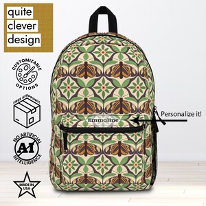 Boho Moth Backpack, Floral backpack, Boho Backpack, Girls Backpack, Back to School, Cottagecore Backpack Gift, Travel Bag, Carry On Bag