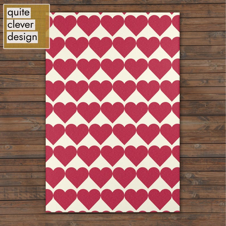 Red Heart Rug Patterns Red Heart Pattern Rug: Modern Pop Art Polyester Chenille Rug - Etsy