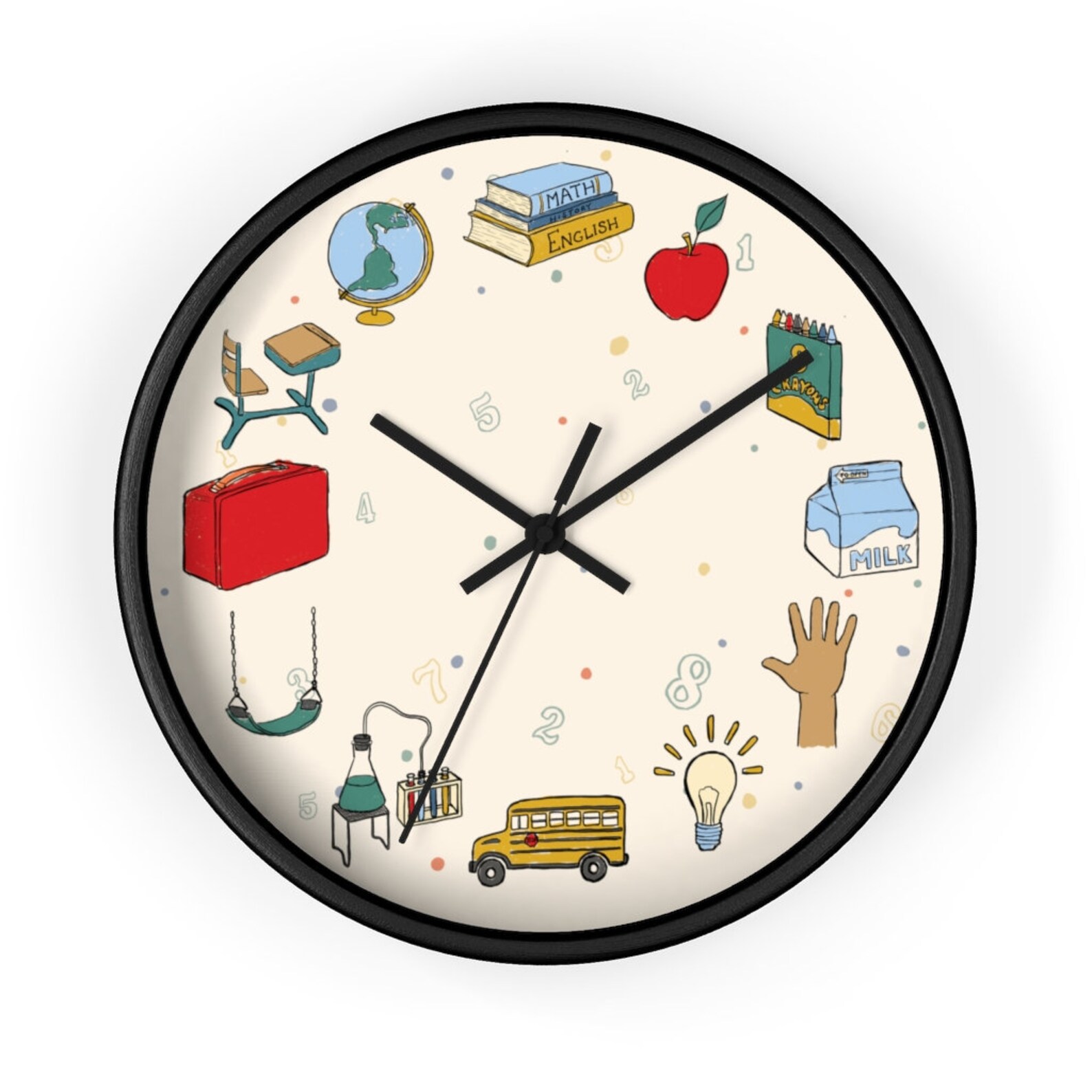 Schoolhouse Wall Clock Wooden Clock Analog Clock Teacher Etsy