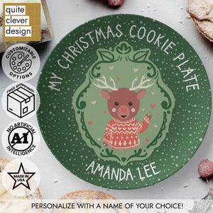 Personalized Christmas Cookie Plate: Woodland Animals Design, Unbreakable Polymer
