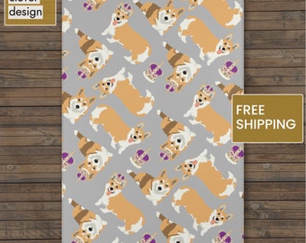 Corgi Crown Rug, Queen Elizabeth Rug Welsh Corgi Rug, British Rug, Royal Crown Rug