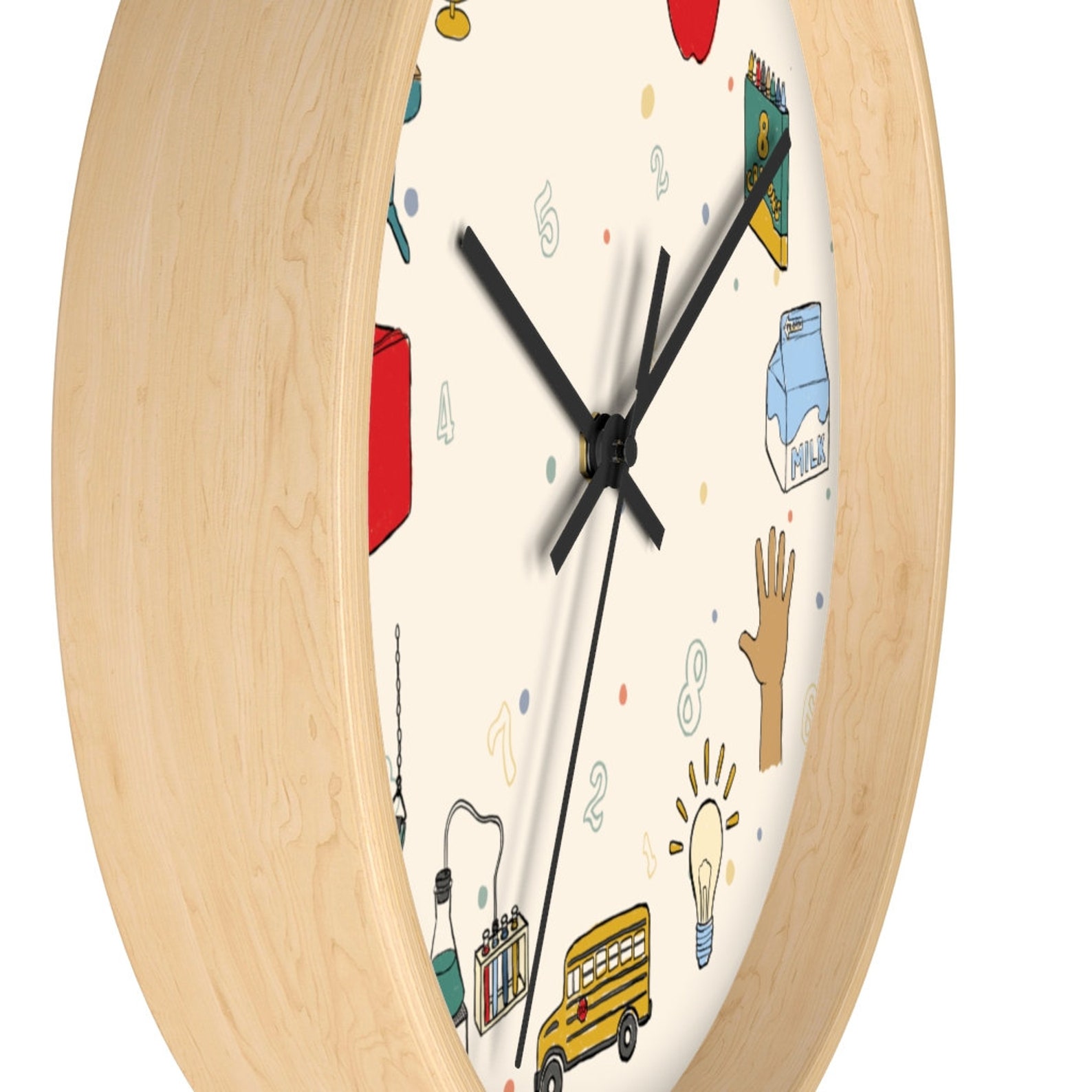 Schoolhouse Wall Clock Wooden Clock Analog Clock Teacher Etsy