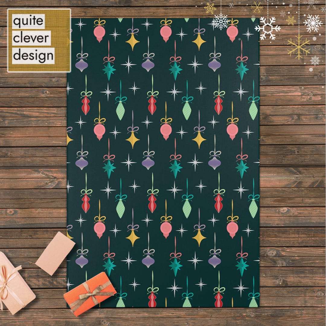 Ornament Pattern Rug Mid Century Christmas Ornament Rug: Festive Holiday Decor - Etsy