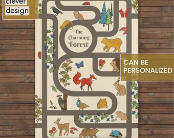 Forest Rug, Personalized Play Rug, Custom Area Rug, Woodland Creatures, School Play Rug, Beige Nursery Rug, Nursery Rug Girl