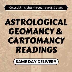 Cartomancy readings, Astrological Geomancy, Digital Download, Interprets playing cards, Combine Astrology with Intuitive practices