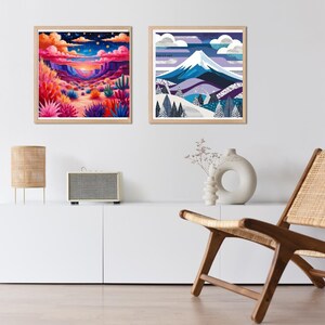 Fantasy Desert Sunset Wall Art – Psychedelic Colorful Landscape Printable – Digital Download Canyon Art for Boho or Vibrant Room DecoR