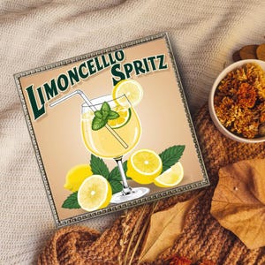 Limoncello Spritz Poster – Retro Lemon Cocktail Wall Art, Italian Drink Print, Citrus Kitchen Decor, Summer Bar Printable