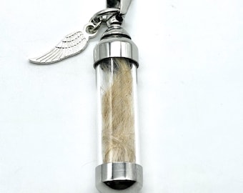 DIY necklace – glass pendant for ashes, mane, feather, hair, pet hair – memorial jewelry, comforting Easter gift
