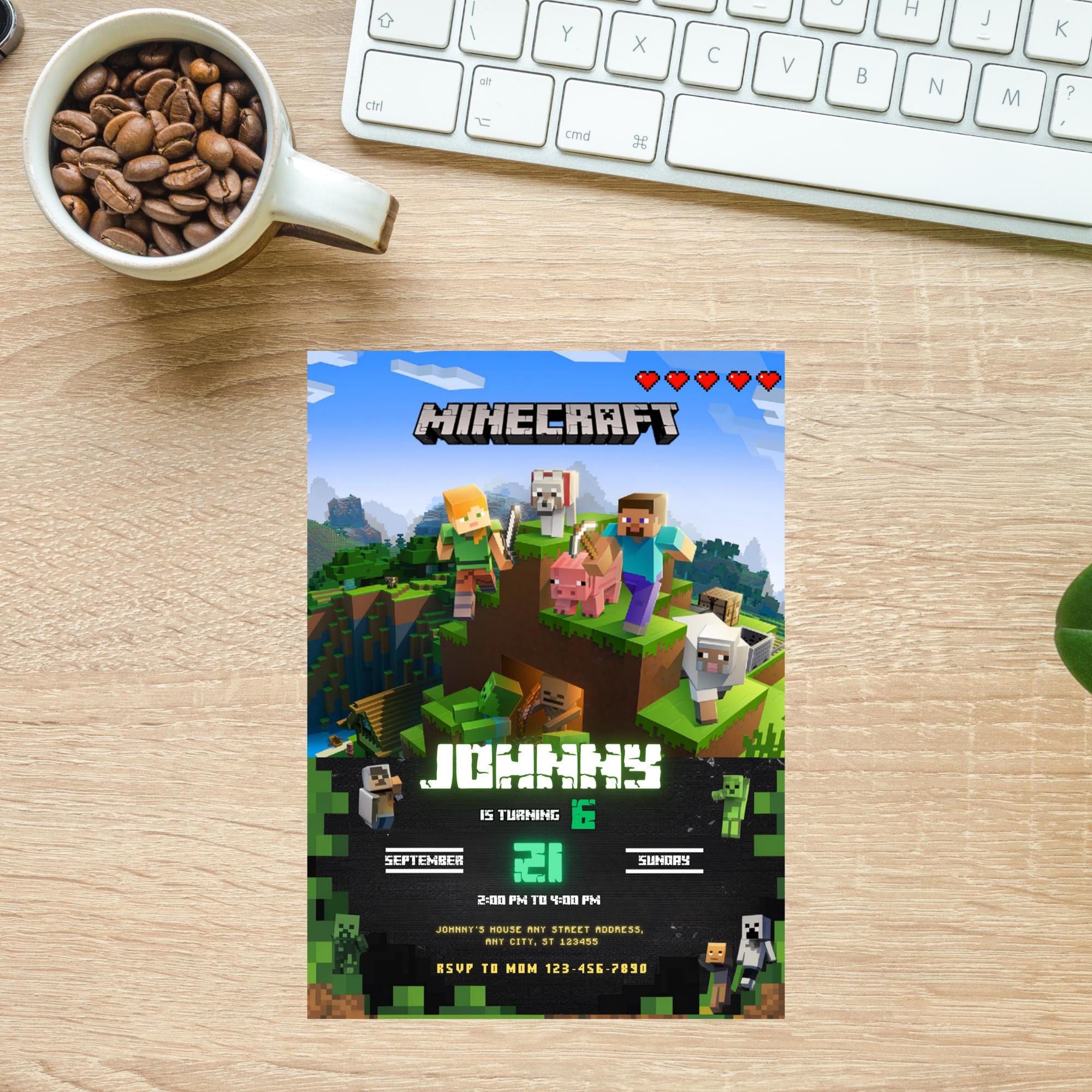 Digital Minecraft Invite – Mobile + Print Versions