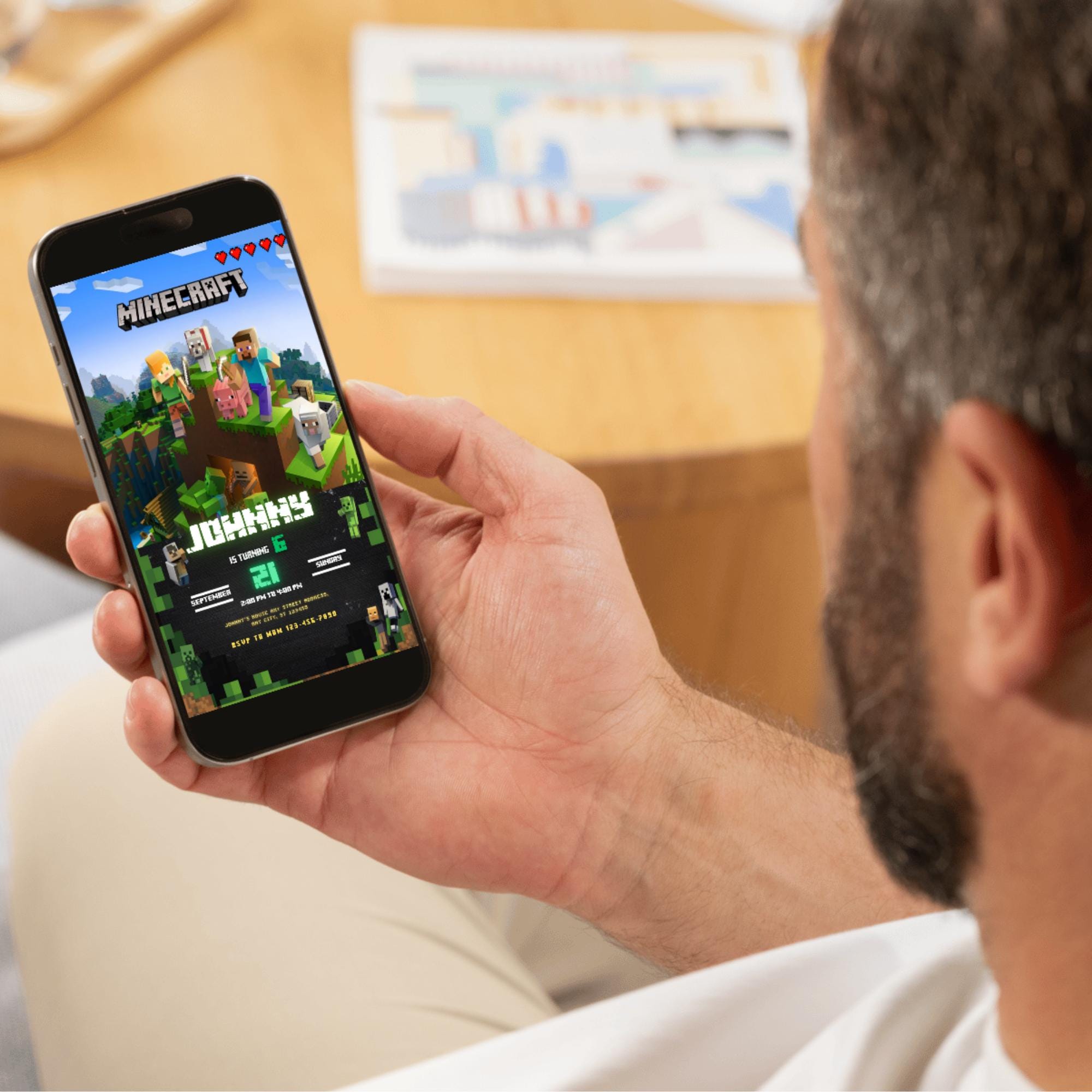 Digital Minecraft Invite – Mobile + Print Versions