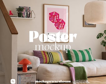 Eclectic Retro Living Room Portrait Frame Mockup (5:7 PSD)