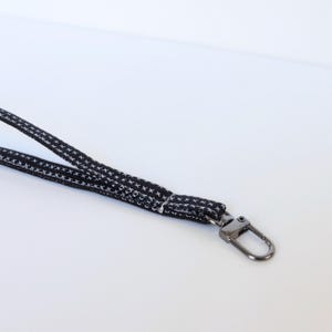 Wristlet With Swivel Clasp Keychain & Bag Strap – Versatile Key Ring with Gunmetal Clip in Monochrome Cross
