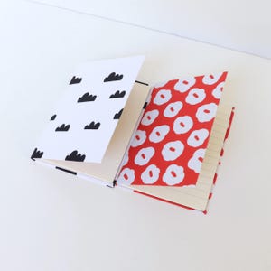 Fabric Covered Mini Notebook Set - Retro Red & White Pocket Journals