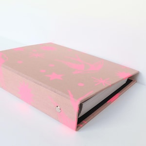 Fabric Covered Folder, Suits A5 Pages - Refillable - 3cm Binder Ring - Neon