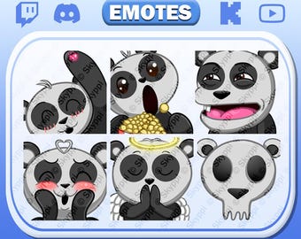6 süße Panda Emote | Panda Emote Paket | Für Twitch/Youtube/Discord/Kick
