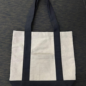 Mini Canvas Tote Bag: Coastal Beige & Teal, Bridal Gift (35x27x10cm