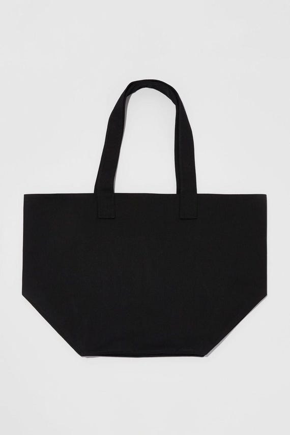 Oversized Black Canvas Tote Bag: Handmade XL Maxi Bag