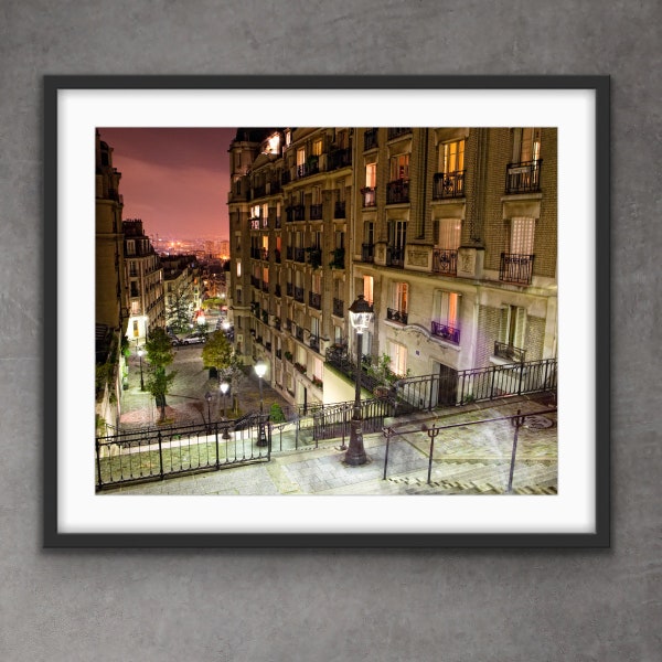 Paris Photography, Montmartre at night, Parisian Rooftops, Paris Home Decor, Kitchen Wall Art, Living Room Art, Kyle Spears