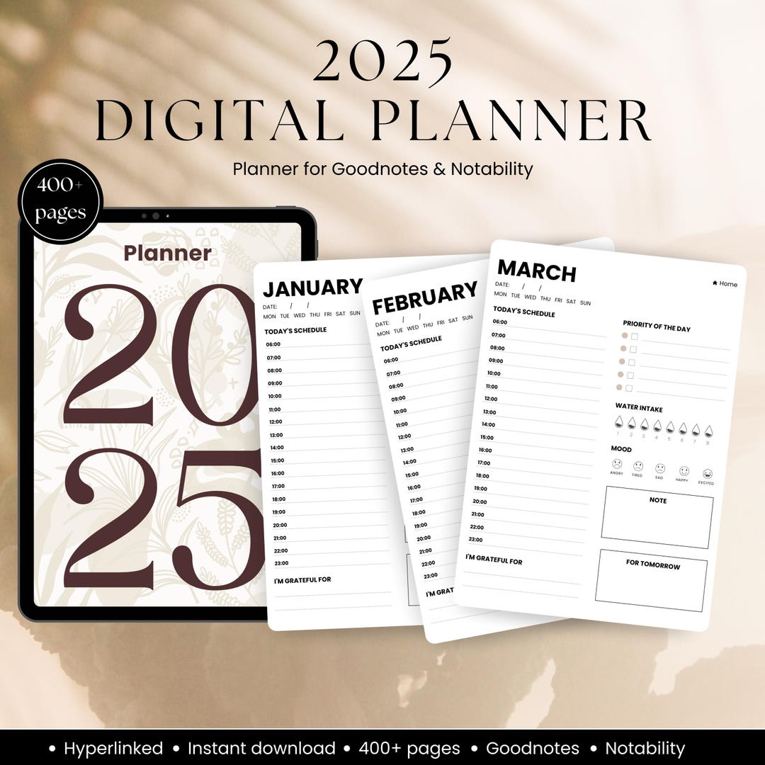 Digital Planner 2025 for Goodnotes and Notability Daily, Monthly ...