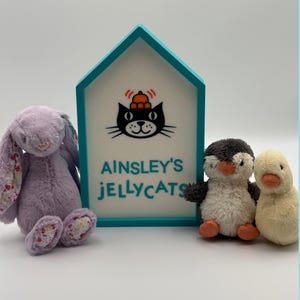 Décoration en peluche Jellycat personnalisée avec nom | Panneau standard ou personnalisé | Cadeau pour les fans de Jellycat