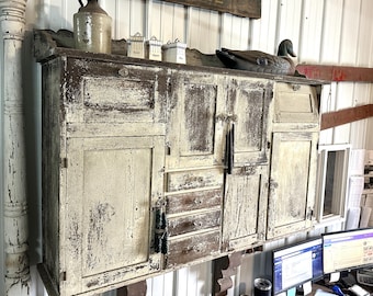 Rare Oak Hoosier Bakers Cupboard Top - Rustic Furniture - Primitive Antique - Late 1800's Cabinet
