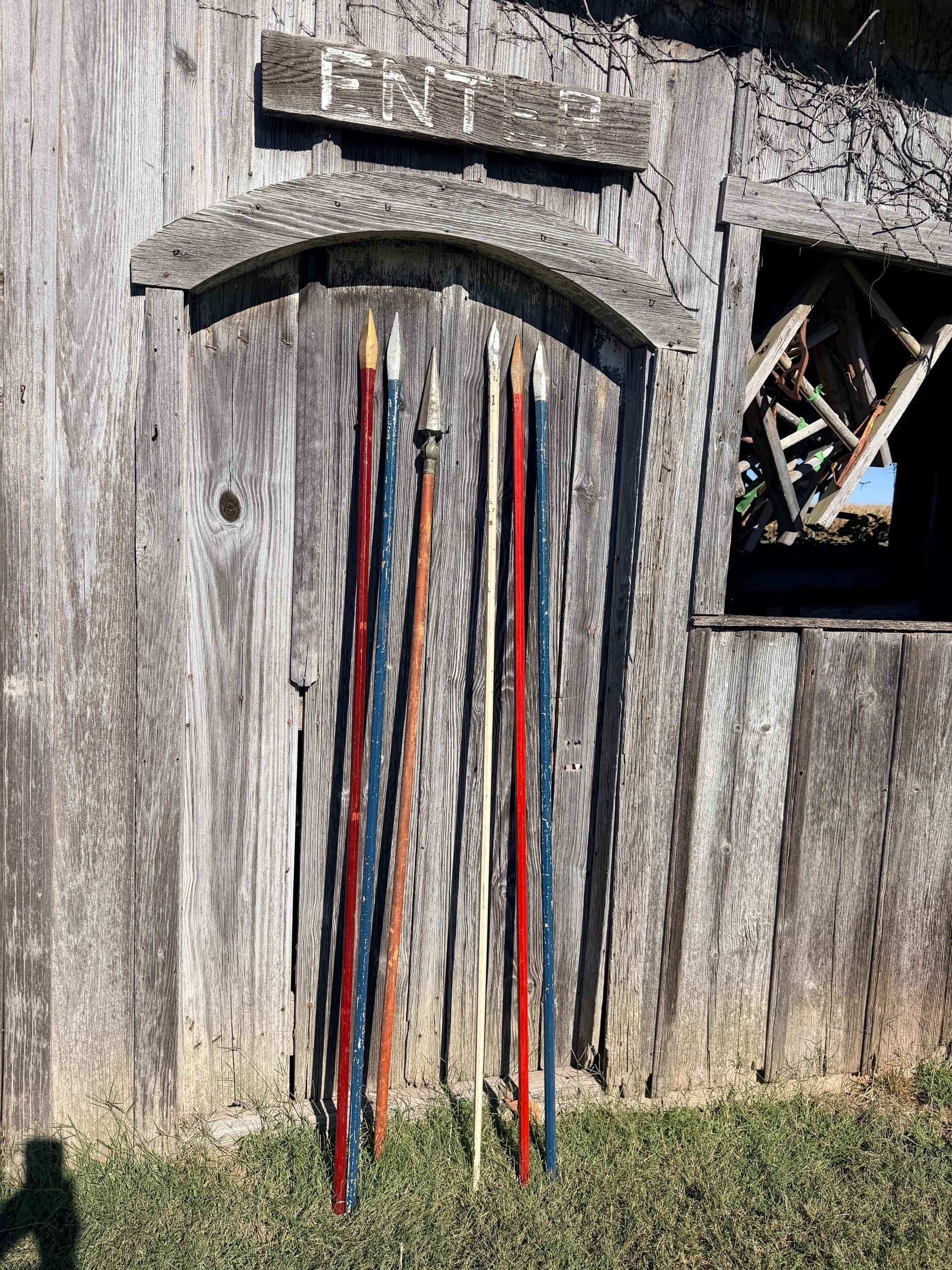 6 I.O.O.F Ceremonial Rods, Primitive Antique Metal Top Spear ...