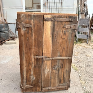 Handmade 38&quot;t Heavy Pine Cupboard - Old Unfinished Surface - Rustic Furniture - Primitive Antique - Mid 1900&#39;s