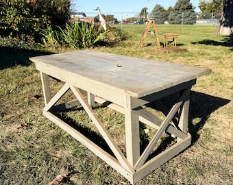Antique Handmade Coffee Table - Primitive Furniture - Rustic Display Stand or Bench