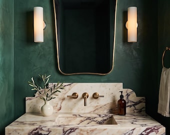 Espejo de baño: Espejo de tocador estilo mariposa italiano, espejos de pared asimétricos irregulares dorados.