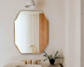Square Mirror : Rectangular Gold Brass Wall Mirror, Vanity & Bathroom Mirrors