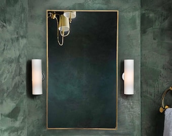 Rectangular Brass Mirror: Handmade Bathroom Vanity Wall Decor Mirror