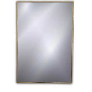 rectangle brass frame mirror in white background