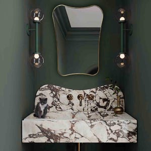 Asymmetrical Brass Vanity Mirror: Curved Wall Decor Mirror