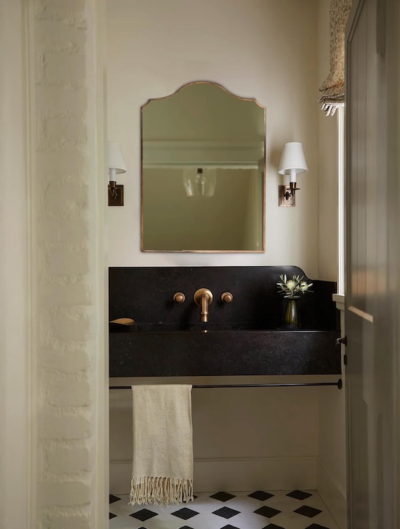 Chateau Brass Mirror : Scalloped Mirror, Asymmetrical Bathroom Mirrors
