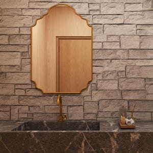 Irregular Mirror - Scalloped Edges Mirror, Brass Mirror, Arch Mirror, Living Room Mirror
