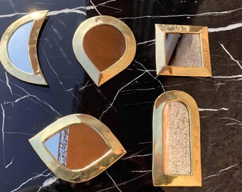 Pequeños espejos decorativos - Espejo de latón dorado
