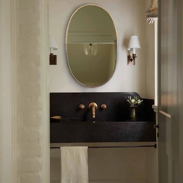 Brass Oval Mirror: Handmade Asymmetrical Vanity Wall Decor Mirror