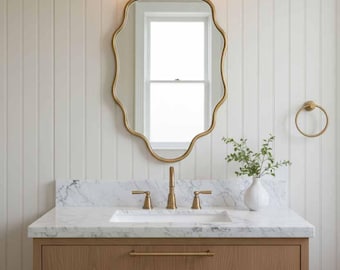 Wavy Bathroom Mirrors - Flower Vanity Oval Wall Mirror
