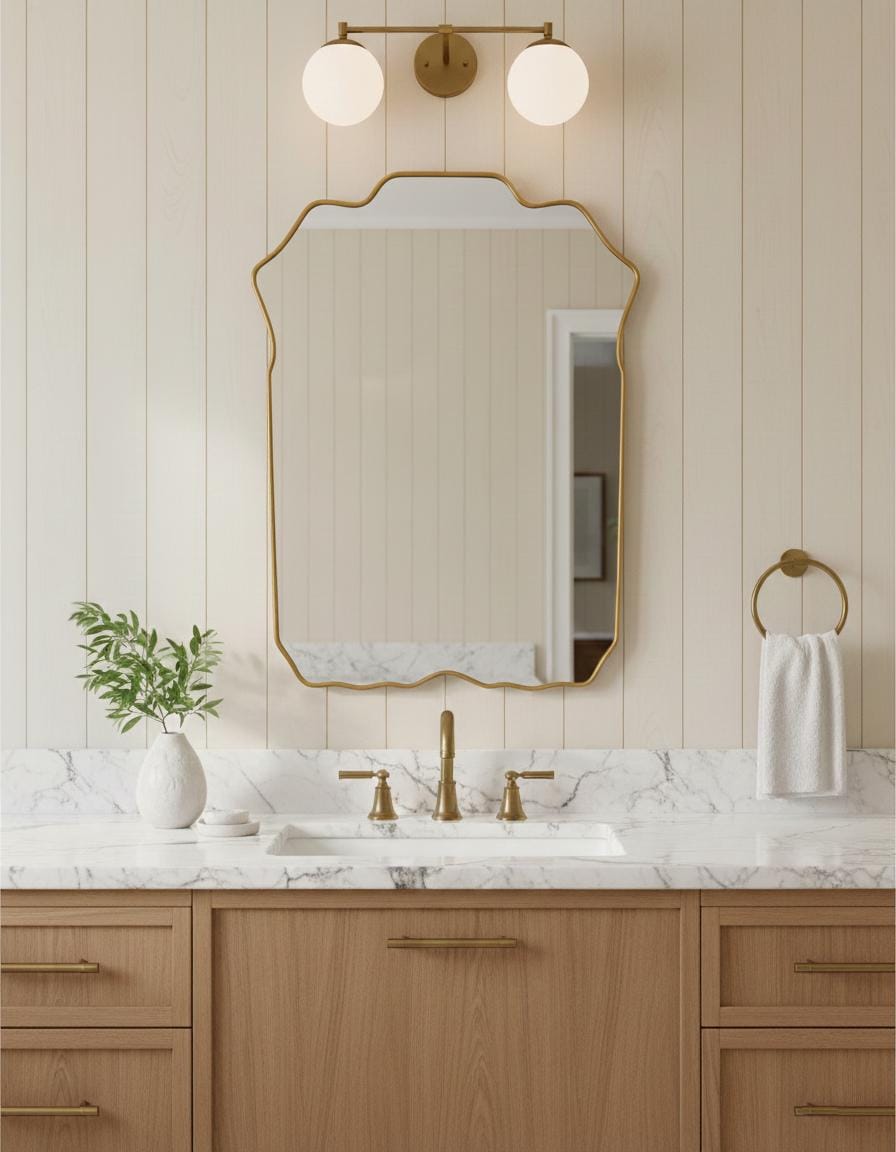 Miroir ondulé - Miroir en laiton Chateau, miroirs muraux pour coiffeuse