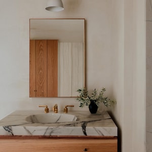 Rectangular Bathroom Mirrors :  Rectangle Vanity Mirror, Handmade Gold Brass Wall Mirror