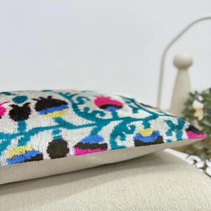 Colorful Velvet Ikat Pillowcase, Floral Design Velvet Ikat Pillow cover, Flora Pillow, 12x24 Velvet Pillow, Unique Pattern Sofa Cushion