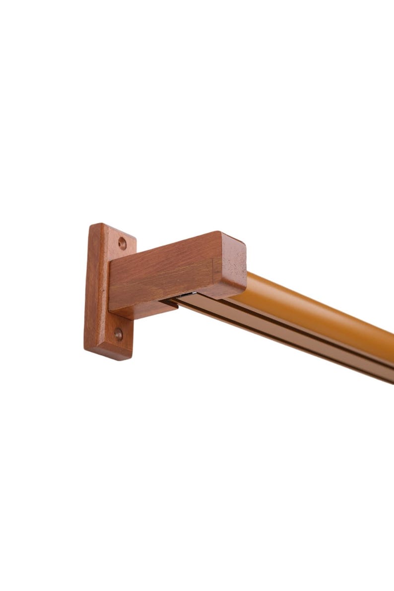 Rectangular Curtain Pole OAK Monaco Wooden-headed Decorative Double Rail - Etsy