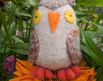 waldorf toy, stuffed owl, stuffed animal, stuffed toy, waldorf owl, cute natural owl, toy bird,
