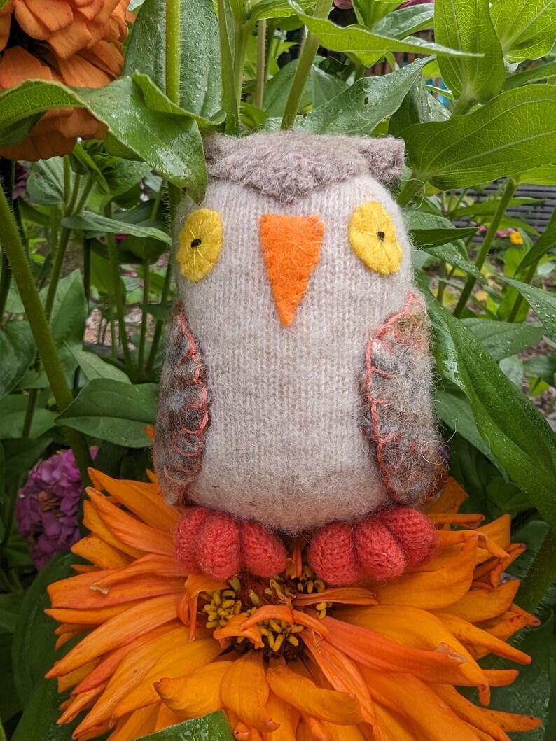 waldorf toy, stuffed owl, stuffed animal, stuffed toy, waldorf owl, cute natural owl, toy bird, image 1
