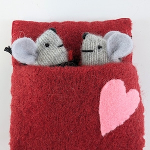 Mice in a sleeping bag,  love mice, tiny stuffed toy, cute mouse, cozy time mice
