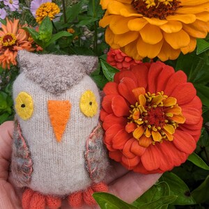 waldorf toy, stuffed owl, stuffed animal, stuffed toy, waldorf owl, cute natural owl, toy bird, image 5