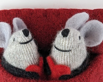 Mice in a sleeping bag,  love mice, tiny stuffed toy, cute mouse, cozy time mice