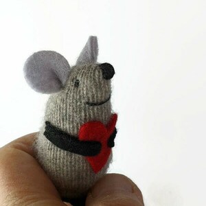wool waldorf mouse, toy mouse, valentine mouse, stuffed animal, kids valentine, valentine gift, love mouse, heart mouse, valentine toy image 5