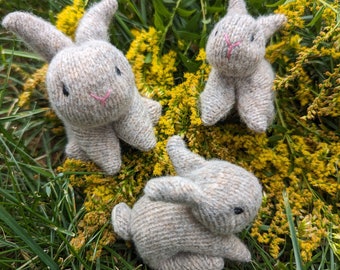 Bunny Rabbit with babies, all natural toy, waldorf rabbit, toy stuffed bunny, small stuffed toy, rabbit plushie