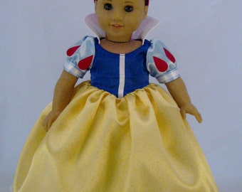 American Girl Sized Snow White Costume with Headband